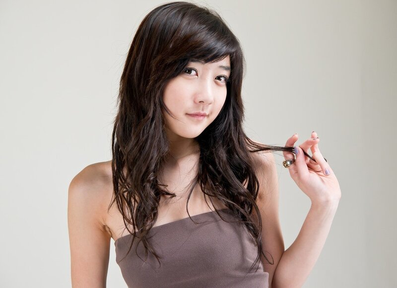Woman with Long Hair — Brown, Neutral, Photograph, Top