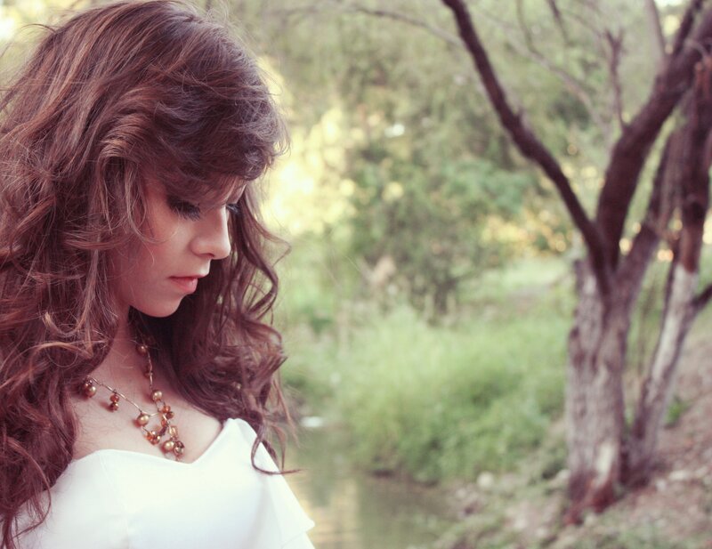 Woman with Long Hair — Brown, Serene, Afternoon, Photograph, Necklace, Trees