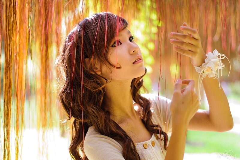 Woman with Long Hair — Brown, Serene, Afternoon, Photograph, Strings