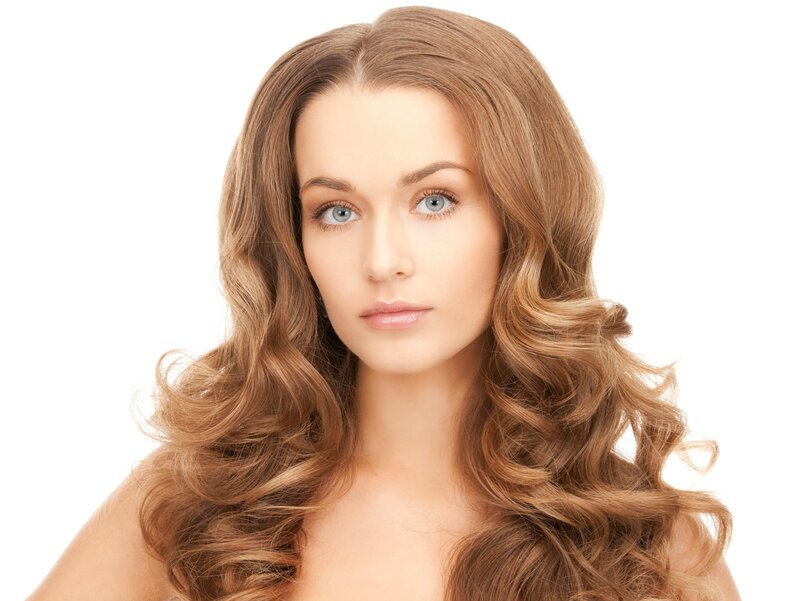 Woman with Long Hair — Brown, White