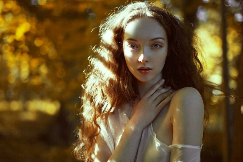 Woman with Long Hair — Gold, Serene, Autumn