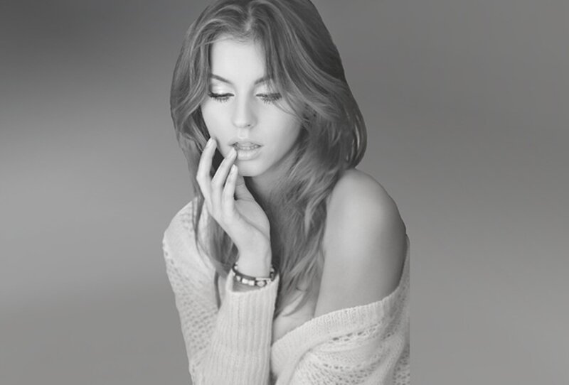 Woman with Long Hair — Gray, Contemplative