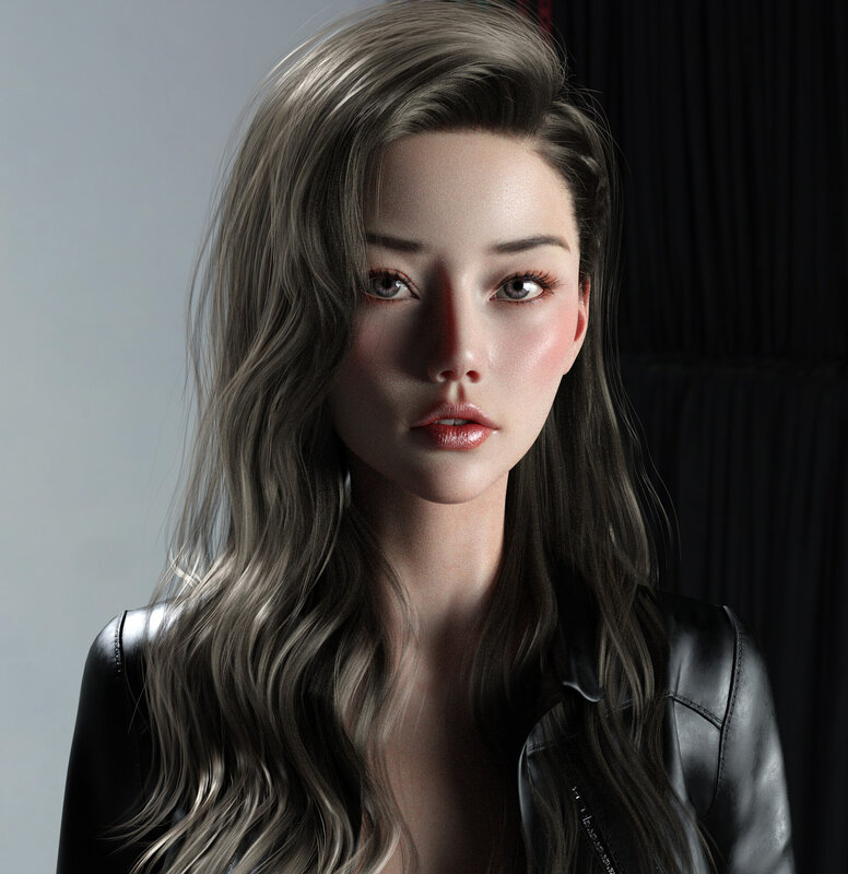 Woman with Long Hair — Gray, Dramatic, 3d Render