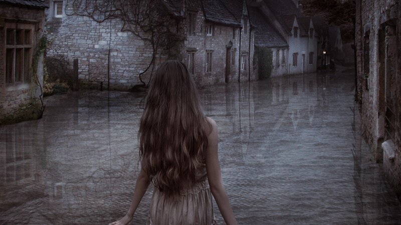 Woman with Long Hair — Gray, Dramatic, Night