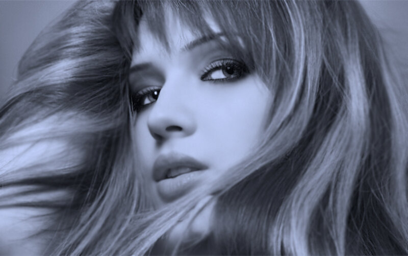 Woman with Long Hair — Gray, Dramatic