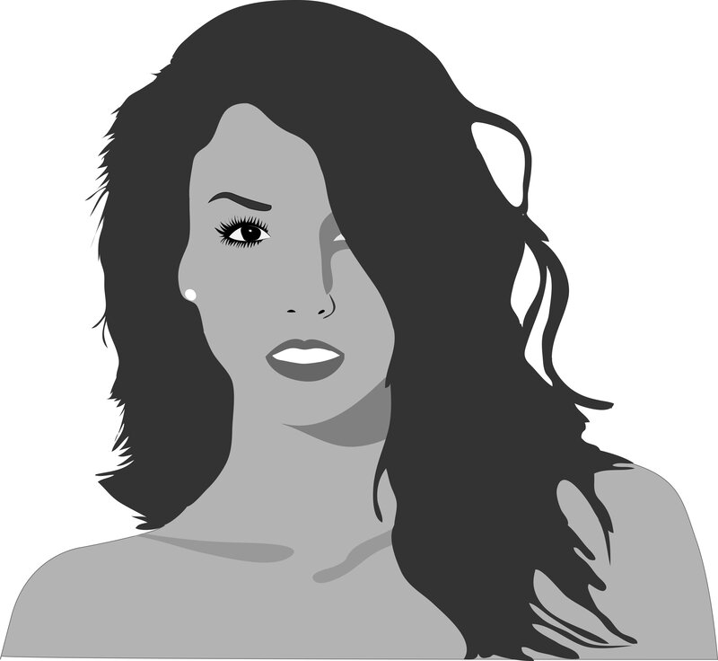 Woman with Long Hair — Gray, Neutral, Vector Art