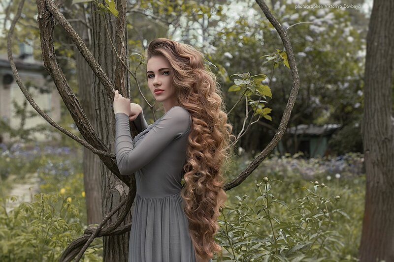 Woman with Long Hair — Gray, Serene, Spring