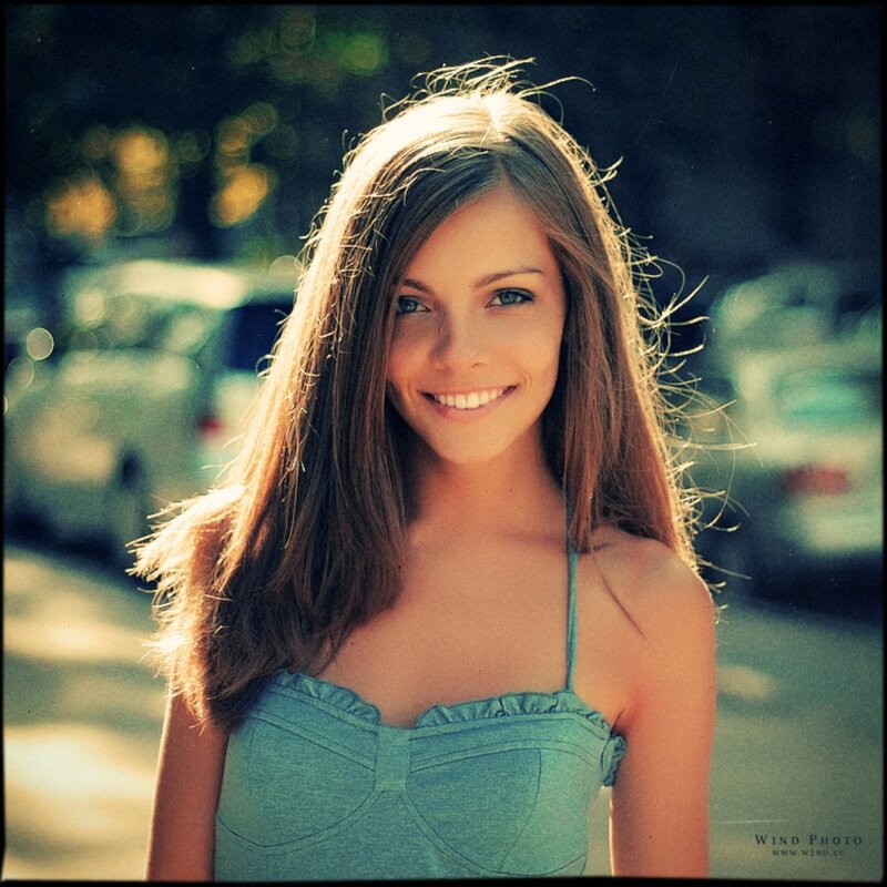 Woman with Long Hair — Green, Bright, Afternoon