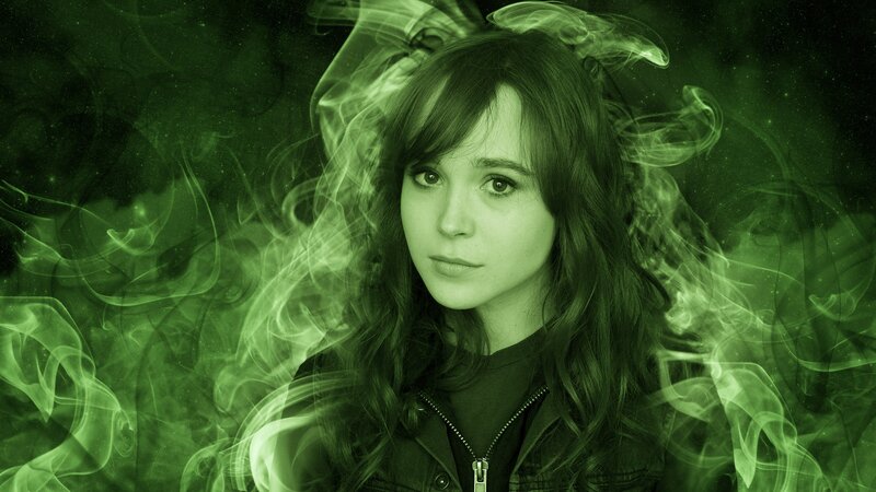Woman with Long Hair — Green, Dramatic, Photograph, Smoke