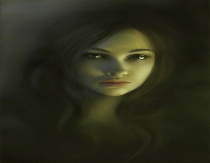 Woman with Long Hair — Green