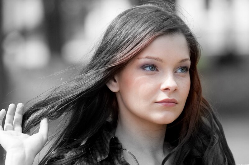 woman with long hair in wind