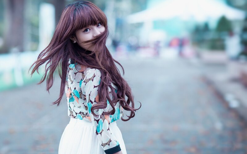 woman with long hair in wind