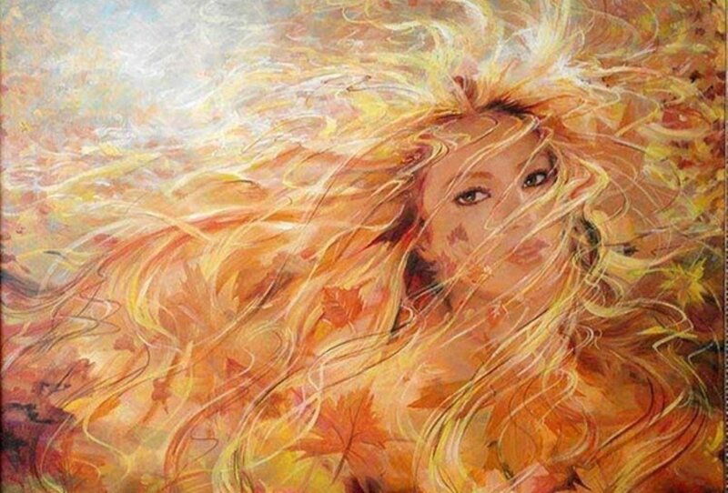 Woman with Long Hair — Orange, Dramatic, Autumn