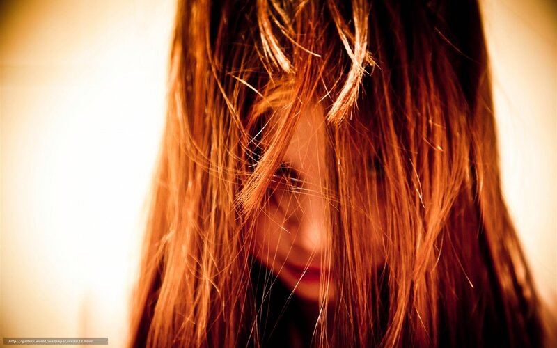Woman with Long Hair — Orange, Dramatic, Photograph, Face