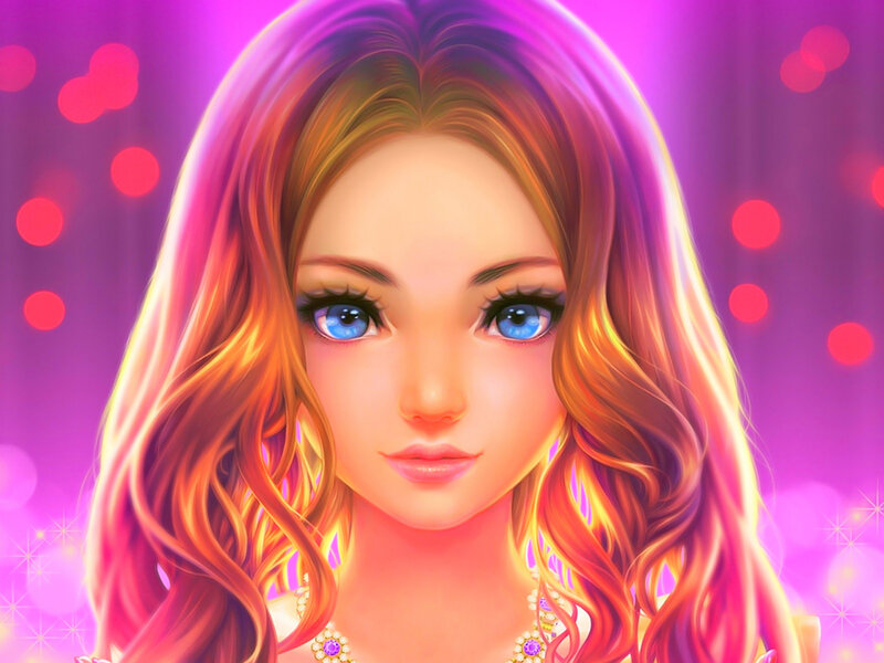 Woman with Long Hair — Pink, Dreamy, Digital Art