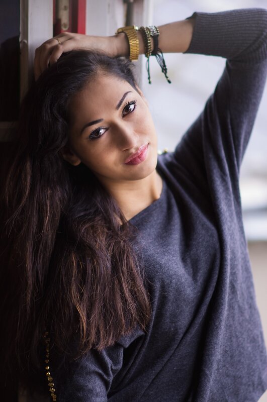 woman with long hair posing