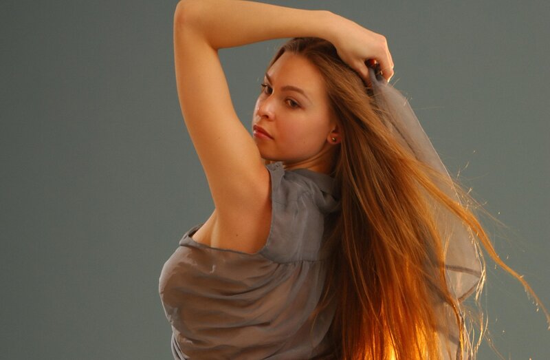 woman with long hair posing