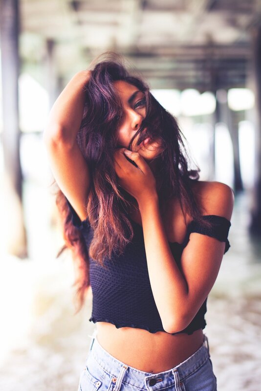 woman with long hair posing