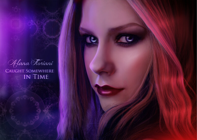 Woman with Long Hair — Purple, Dramatic, Digital Art, Eyes