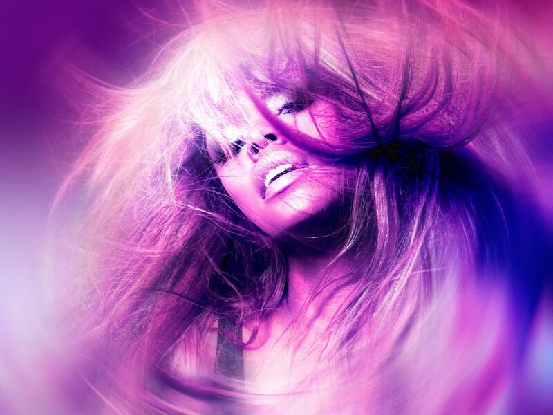 Woman with Long Hair — Purple, Dramatic, Photograph, Face