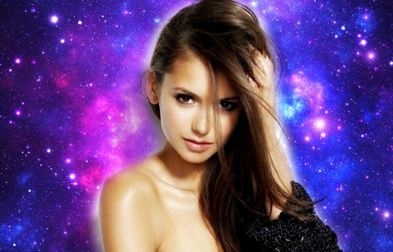 Woman with Long Hair — Purple, Dramatic, Photograph, Galaxy