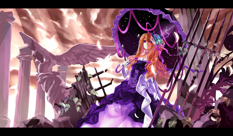 Woman with Long Hair — Purple, Dramatic, Sunset
