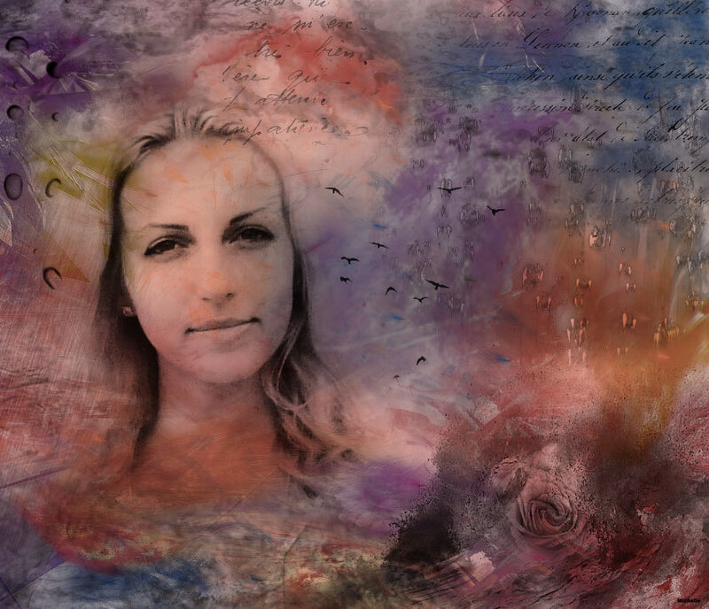 Woman with Long Hair — Purple, Dreamy