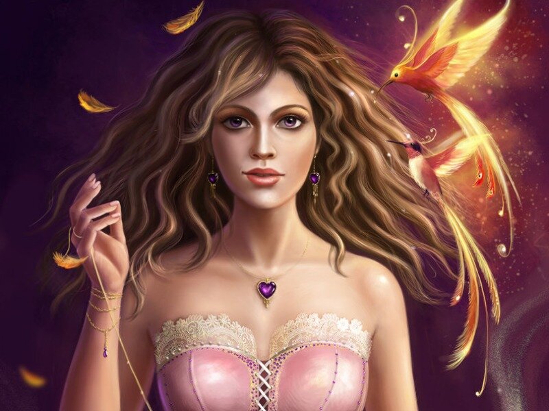 Woman with Long Hair — Purple, Fantasy