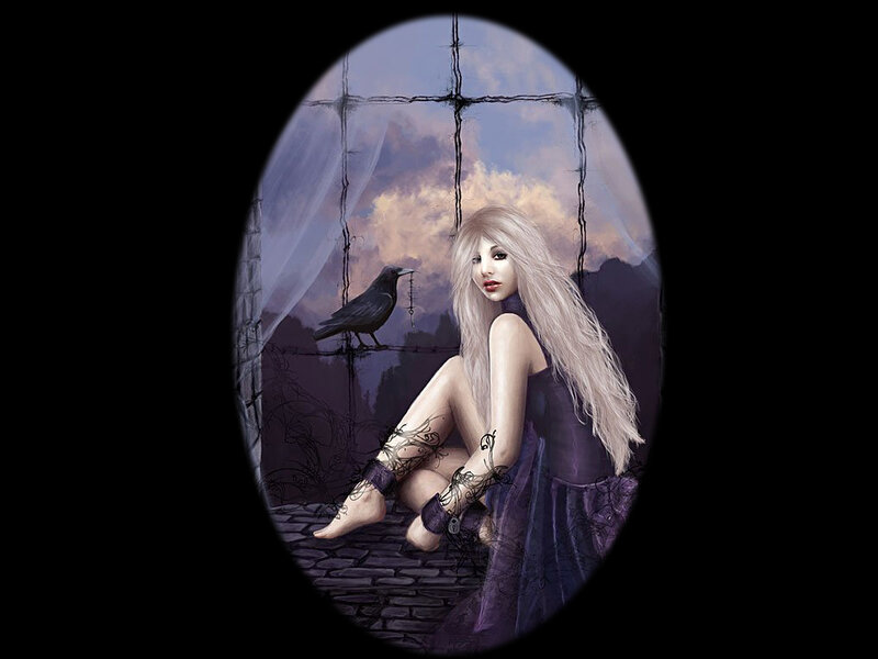 Woman with Long Hair — Purple, Melancholic
