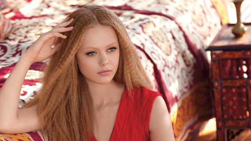 Woman with Long Hair — Red, Calm, Afternoon
