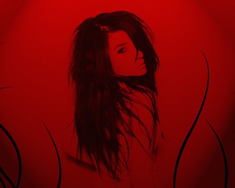 Woman with Long Hair — Red, Dramatic
