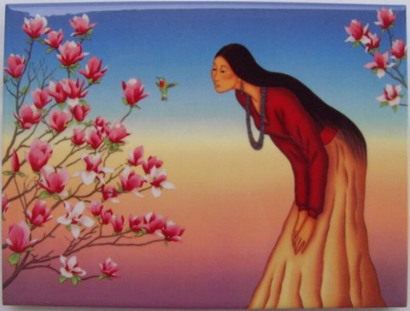 Woman with Long Hair — Red, Serene, Sunset, Illustration