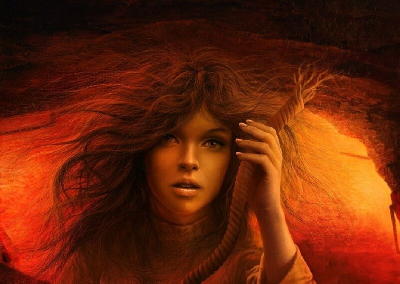 Woman with Long Hair — Red