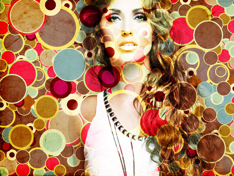 Woman with Long Hair — Red, Vibrant, Digital Art