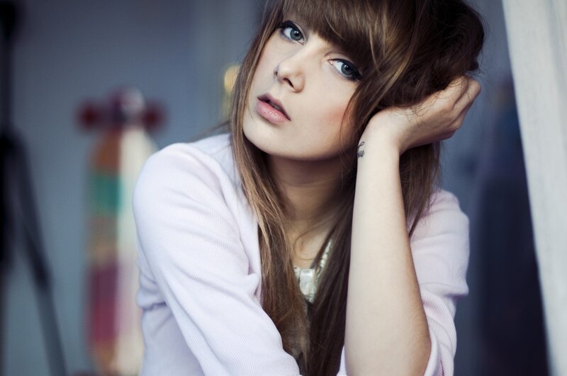 woman with long hair resting