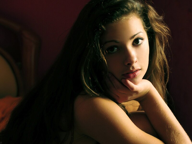 woman with long hair resting