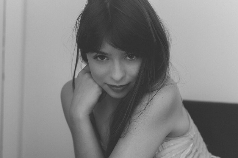 woman with long hair resting