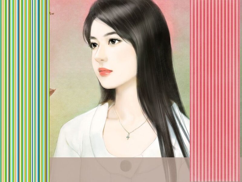 Woman with Long Hair — White, Calm, Digital Art