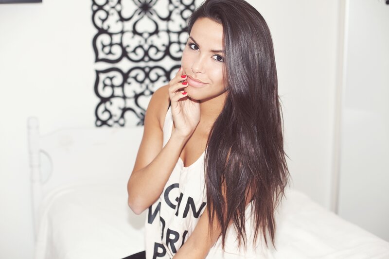 Woman with Long Hair — White, Calm, Photograph, Bed, Wall Art