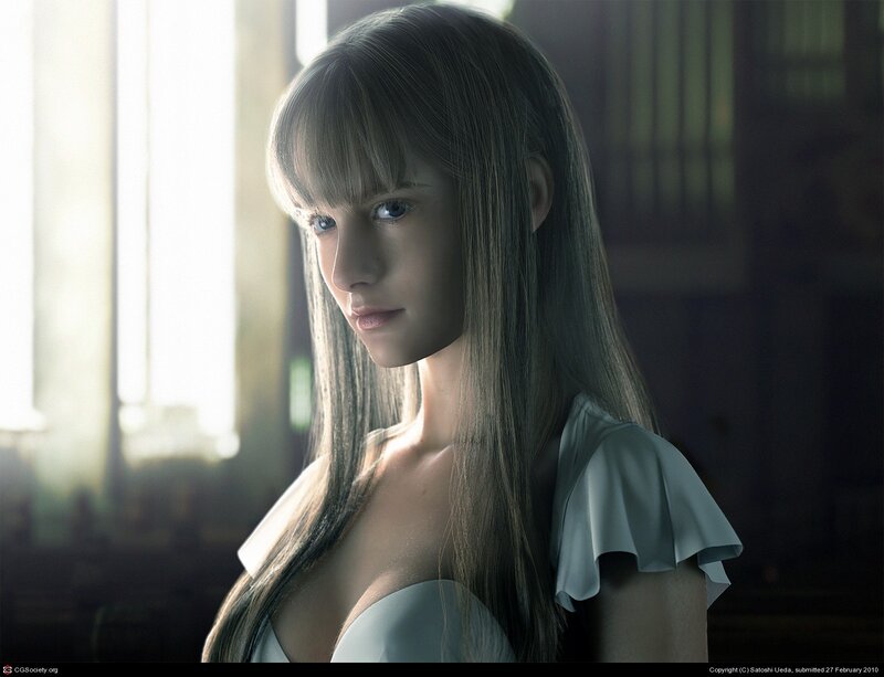 Woman with Long Hair — White, Dramatic, 3d Render