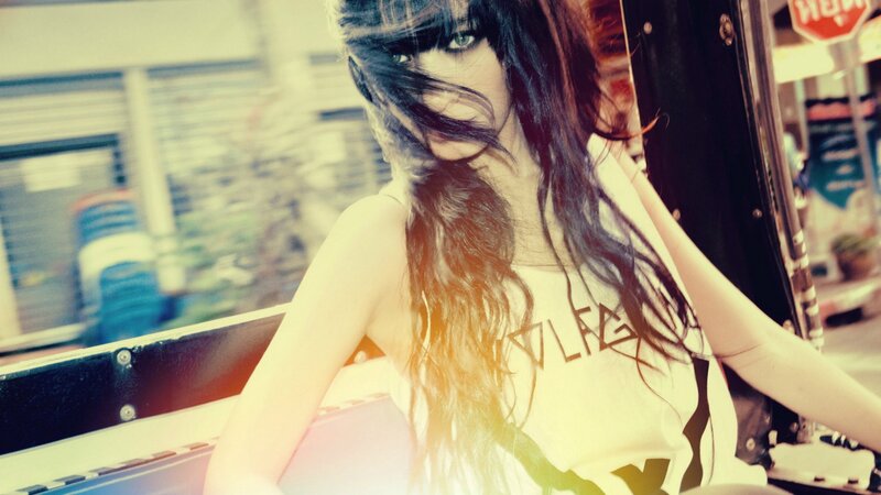 Woman with Long Hair — White, Dramatic, Afternoon, Photograph, Keyboard