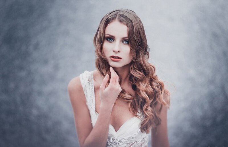 Woman with Long Hair — White, Dramatic, Winter