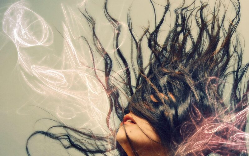Woman with Long Hair — White, Dreamy, Photograph