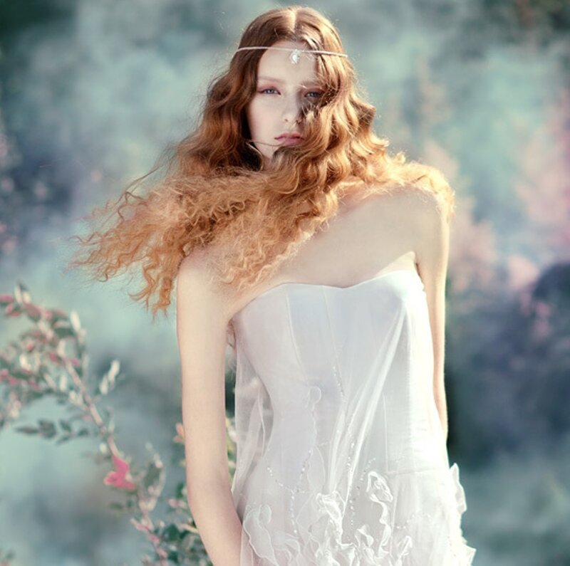 Woman with Long Hair — White, Ethereal, Photograph