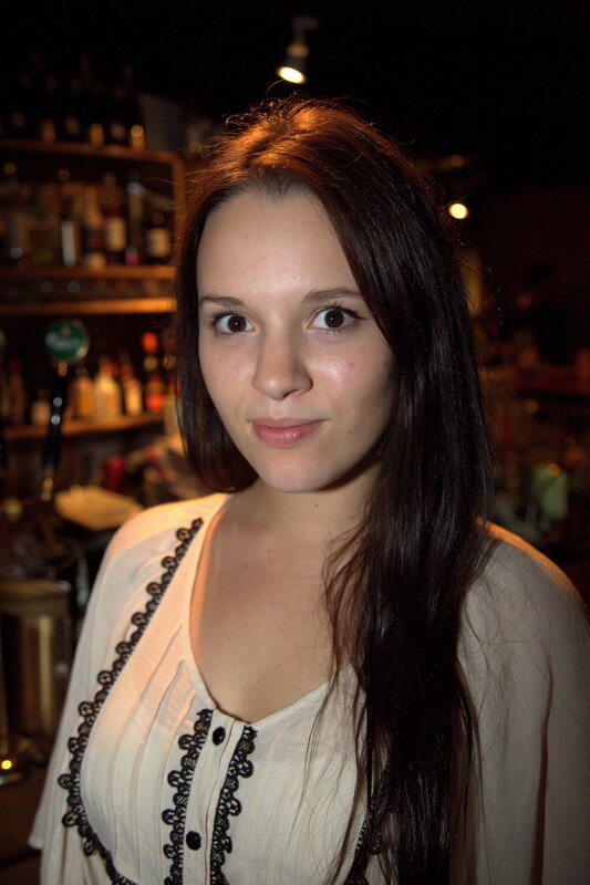 Woman with Long Hair — White, Neutral, Night