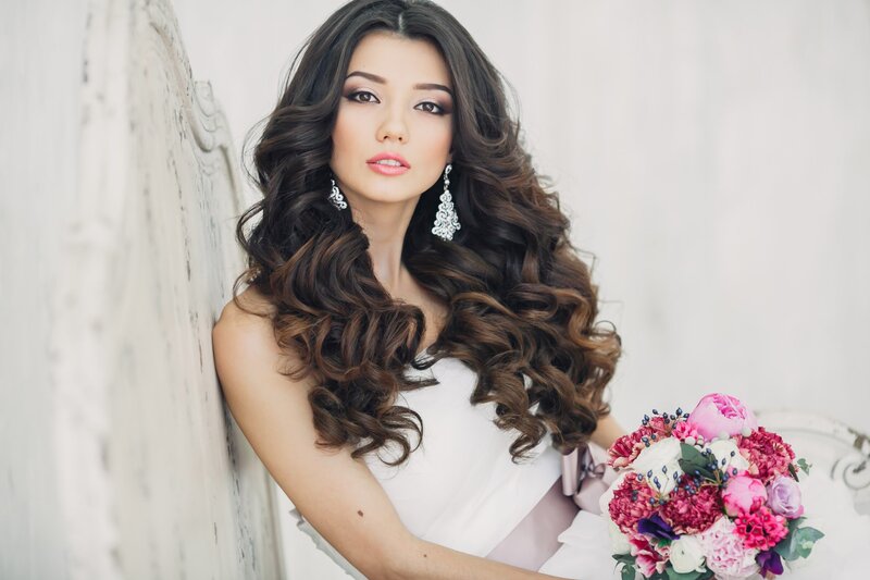 Woman with Long Hair — White, Serene, Photograph