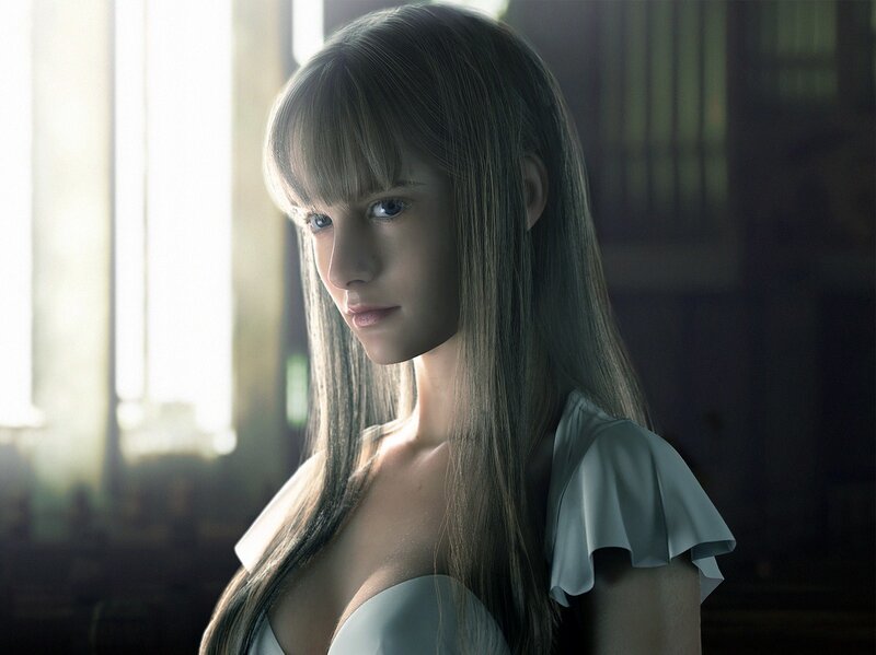 Woman with Long Hair — White