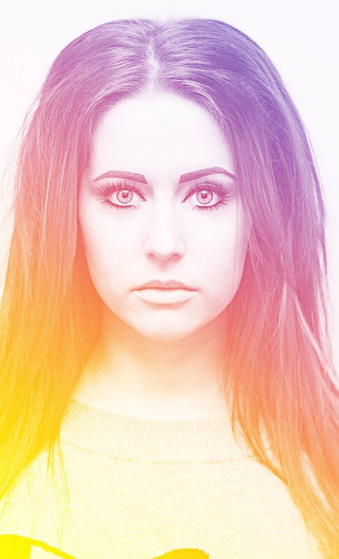 Woman with Long Hair — Yellow, Dramatic, Photograph, Sweater
