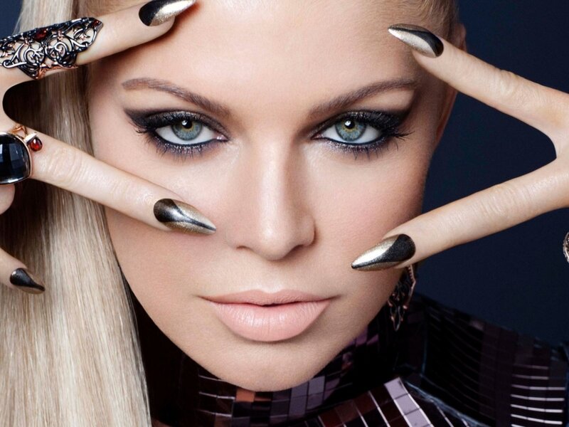 Woman with Long Nails — Black, Dramatic