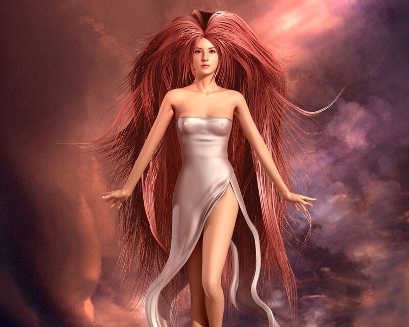 woman with long red hair